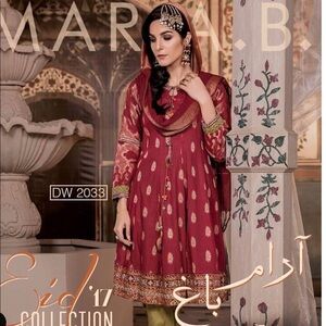 Maria B Pakistani 3-Piece Cotton Suit Gold Embroidery Size M - NWOT